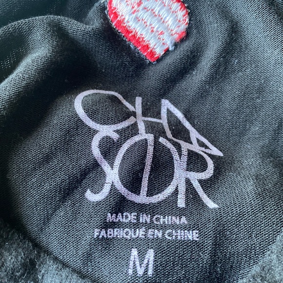 NWT CHASER Black Soft Leopard Floral Embroidered Side Tie Sweatshirt Size Medium - Picture 12 of 13